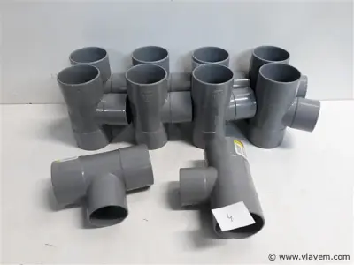 10 x T stuk 50-50-40 pvc lijmverbinding grijs – kavel bij Vlavem