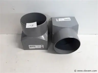 2 x Overgang rond-vierkant 100mm grijs pvc – kavel bij Vlavem