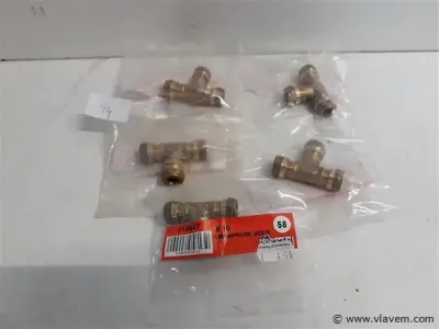 5 x Knelkoppeling T stuk koper 3 x 10 mm – kavel bij Vlavem