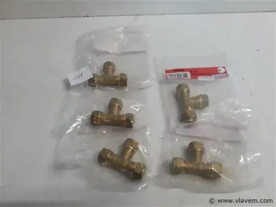 5 x Knelkoppeling T stuk koper 3 x 12 mm – kavel bij Vlavem