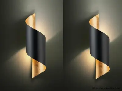 4 x Swirl design wandlampen goud zwart – kavel bij Vlavem