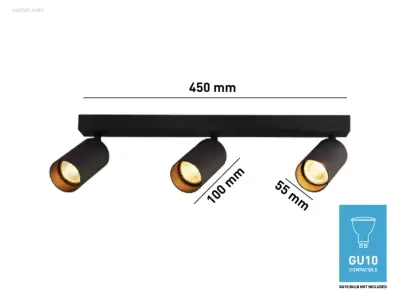 (4x) GU10 Opbouwspot Armatuur triple cilinder – kavel bij Auctim, Puurs