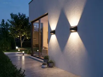 (4x) 7.5W LED Wandlamp design zand zwart warm wit – kavel bij Auctim, Puurs