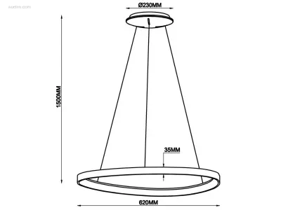 Auren Design Hanglamp Zwart 62cm 50W LED CCT 3 – kavel bij Auctim, Puurs