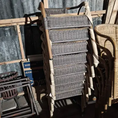 8x Terras stoelen met trolley, donker bruin – kavel bij Onlineveilingmeester, Noordwolde