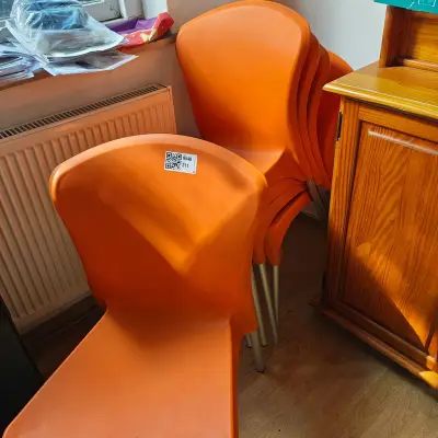 5x Stoelen, oranje – kavel bij Onlineveilingmeester, Noordwolde