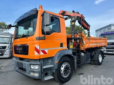 Dreiseiten-Kipper mit Ladekran MAN TGM 18.340 4x2 BB + Palfinger Kran – kavel bij Blinto, Krefeld