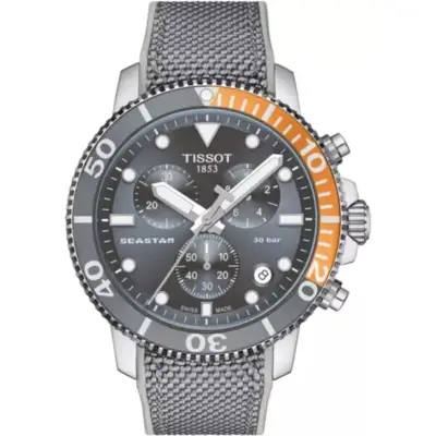 Heren Horloge Tissot, Seastar 1000, lightblue & orange – kavel bij Onlineveilingmeester