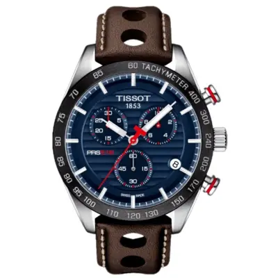 Heren Horloge Tissot, PRS 516 Chronograph, brown & blue – kavel bij Onlineveilingmeester