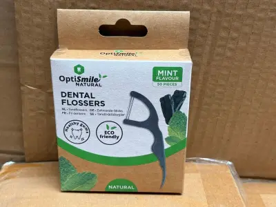 Ca. 240x DentalFlossers - 50 pack OptiSmile, Mint – kavel bij Onlineveilingmeester