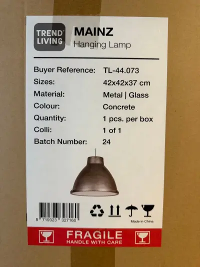 Hanglamp Trend living, Mainz, concrete – kavel bij Onlineveilingmeester, Joure