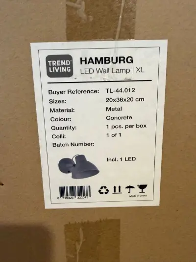 Wand lamp Trend living, Hamburg, metal – kavel bij Onlineveilingmeester, Joure