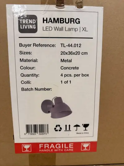 Wand lamp 4 stuks!! Trend living, Hamburg, metal – kavel bij Onlineveilingmeester, Joure