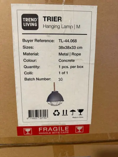 Hanglamp Trend living, Trier, concrete – kavel bij Onlineveilingmeester, Joure