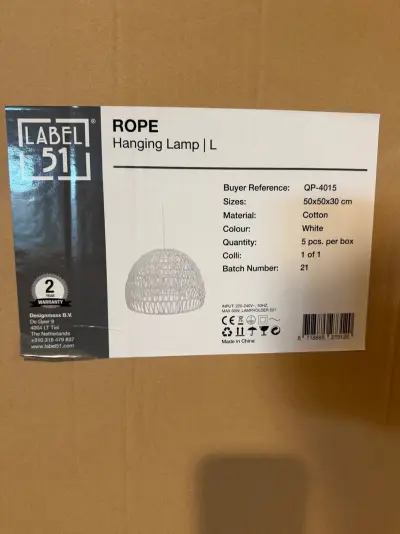 Hanglamp Label51, Rope, white – kavel bij Onlineveilingmeester, Joure