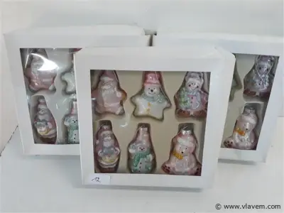 3 x Hangdeco glas kerstfiguren 6 stuks – kavel bij Vlavem