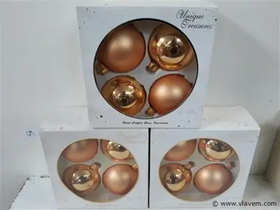 3 x Kerstballen glas 4 stuks goud – kavel bij Vlavem