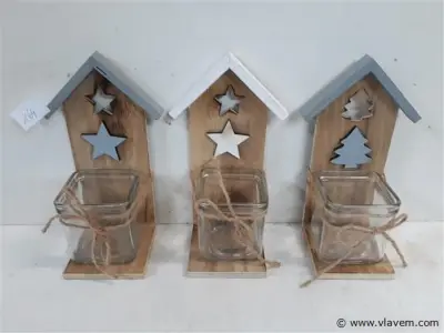 3 x Kaarshouder hout 8x9x22 cm – kavel bij Vlavem