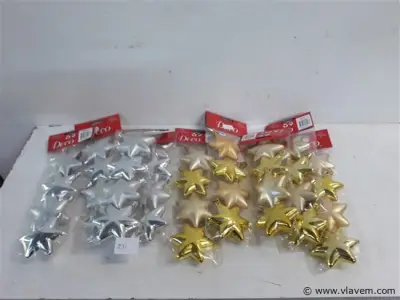 9 x Hangdeco ster pvc 4 stuks zilver/goud – kavel bij Vlavem