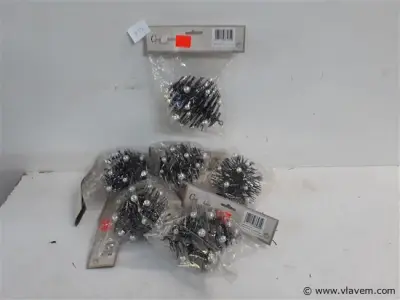 6 x Hangdeco zwart met parels – kavel bij Vlavem