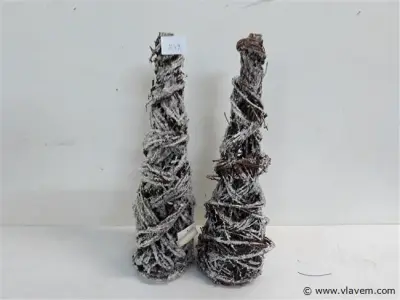 2 x Kerstkegel takken met frost 40 cm – kavel bij Vlavem