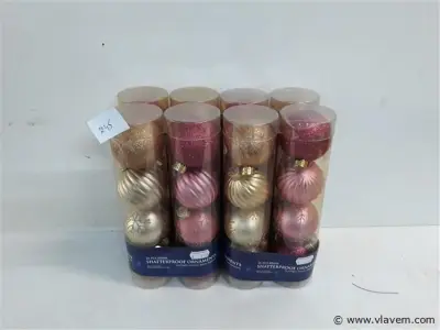 2 x Kerstballen 16 stuks pvc roze/goud – kavel bij Vlavem