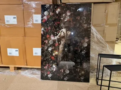 Schilderij gehard glas Astronaut bloemen Homebound – kavel bij Onlineveilingmeester, Joure