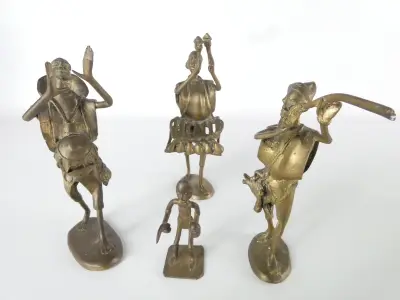 Set van 4 bronzen Afrikaanse muzikanten – kavel bij De Kringwinkel, Heverlee