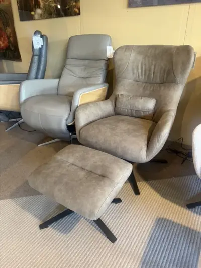 Fauteuil met voetenbank, relaxfauteuil AJ Living, stone – kavel bij Onlineveilingmeester, Joure