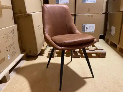 Set van 6 eetkamerstoelen, cognac – kavel bij Onlineveilingmeester, Joure