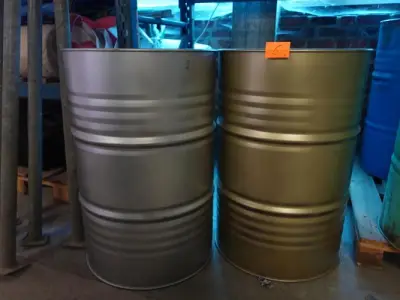 2x Metalen ton – kavel bij Openbare Verkopen, Harelbeke