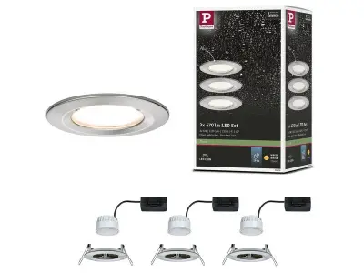 3x LED-inbouwlamp basisset 3 per set Paulmann, nova coin, staal geborsteld – kavel bij Onlineveilingmeester