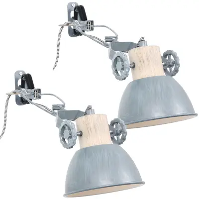 2x Klemspot en wandlamp E27 fitting, Mexlite, Gearwood 2752GR, Grijs, 2026 – kavel bij Onlineveilingmeester, Groningen