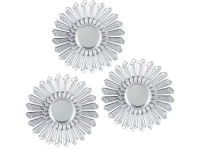 Sierspiegel zon 3 stuks ronde hangspiegels zilver – kavel bij XL Auctions