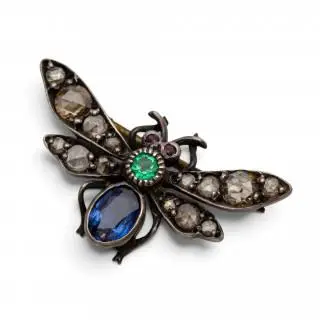 A diamond and gem-set bee brooch, ca. 1900 – kavel bij Veilinggebouw De Zwaan, Amsterdam