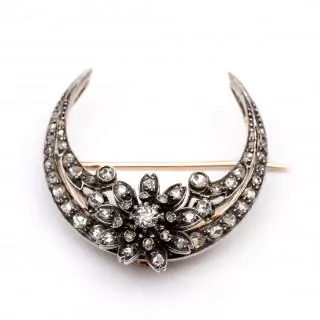 A French, late 19th century diamond crescent brooch – kavel bij Veilinggebouw De Zwaan, Amsterdam