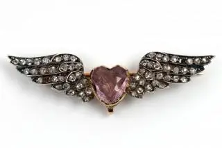 A French 19th century winged heart brooch – kavel bij Veilinggebouw De Zwaan, Amsterdam
