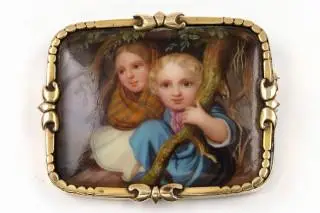 A romantic enameled brooch, mid 19th century – kavel bij Veilinggebouw De Zwaan, Amsterdam