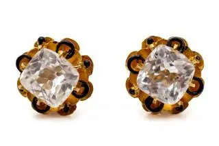 A pair of solitair cushion cut paste earstuds – kavel bij Veilinggebouw De Zwaan, Amsterdam