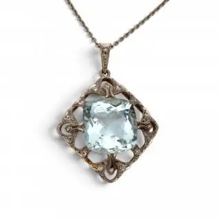 An aquamarine and diamond Belle Epoque pendant – kavel bij Veilinggebouw De Zwaan, Amsterdam