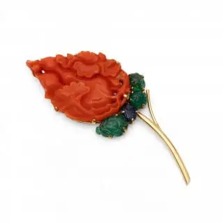 A French paisley gem set brooch – kavel bij Veilinggebouw De Zwaan, Amsterdam