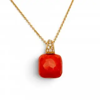 A coral and diamond pendant – kavel bij Veilinggebouw De Zwaan, Amsterdam