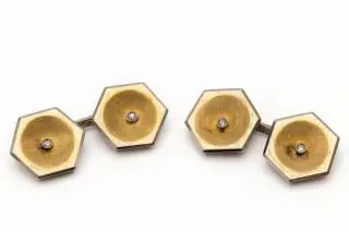 A pair of honeycomb jumelles cuff links – kavel bij Veilinggebouw De Zwaan, Amsterdam