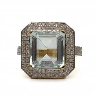 A diamond and aquamarine cluster ring – kavel bij Veilinggebouw De Zwaan, Amsterdam