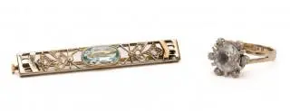 An aquamarine and diamond ring and brooch – kavel bij Veilinggebouw De Zwaan, Amsterdam
