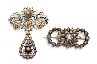A rose-cut diamond brooch and pendant – kavel bij Veilinggebouw De Zwaan, Amsterdam