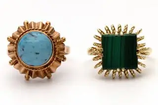 Two gem set ring from the 1970's – kavel bij Veilinggebouw De Zwaan, Amsterdam
