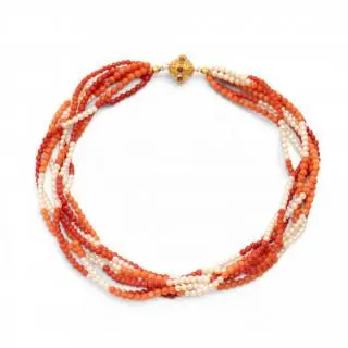 A pearl and coral necklace – kavel bij Veilinggebouw De Zwaan, Amsterdam