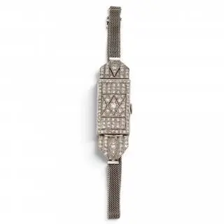 A French Art Deco diamond wristwatch – kavel bij Veilinggebouw De Zwaan, Amsterdam