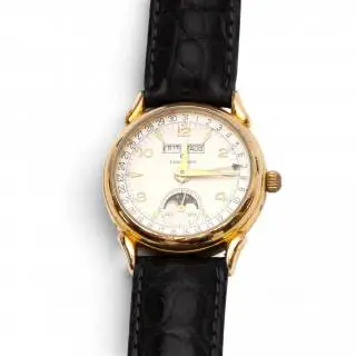 Chronograph Suisse, a gold plated wristwatch – kavel bij Veilinggebouw De Zwaan, Amsterdam